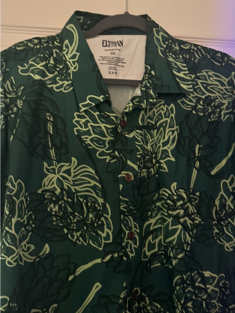 Elysian Men's Green Floral Short-Sleeve Shirt - Picture 5 of 7